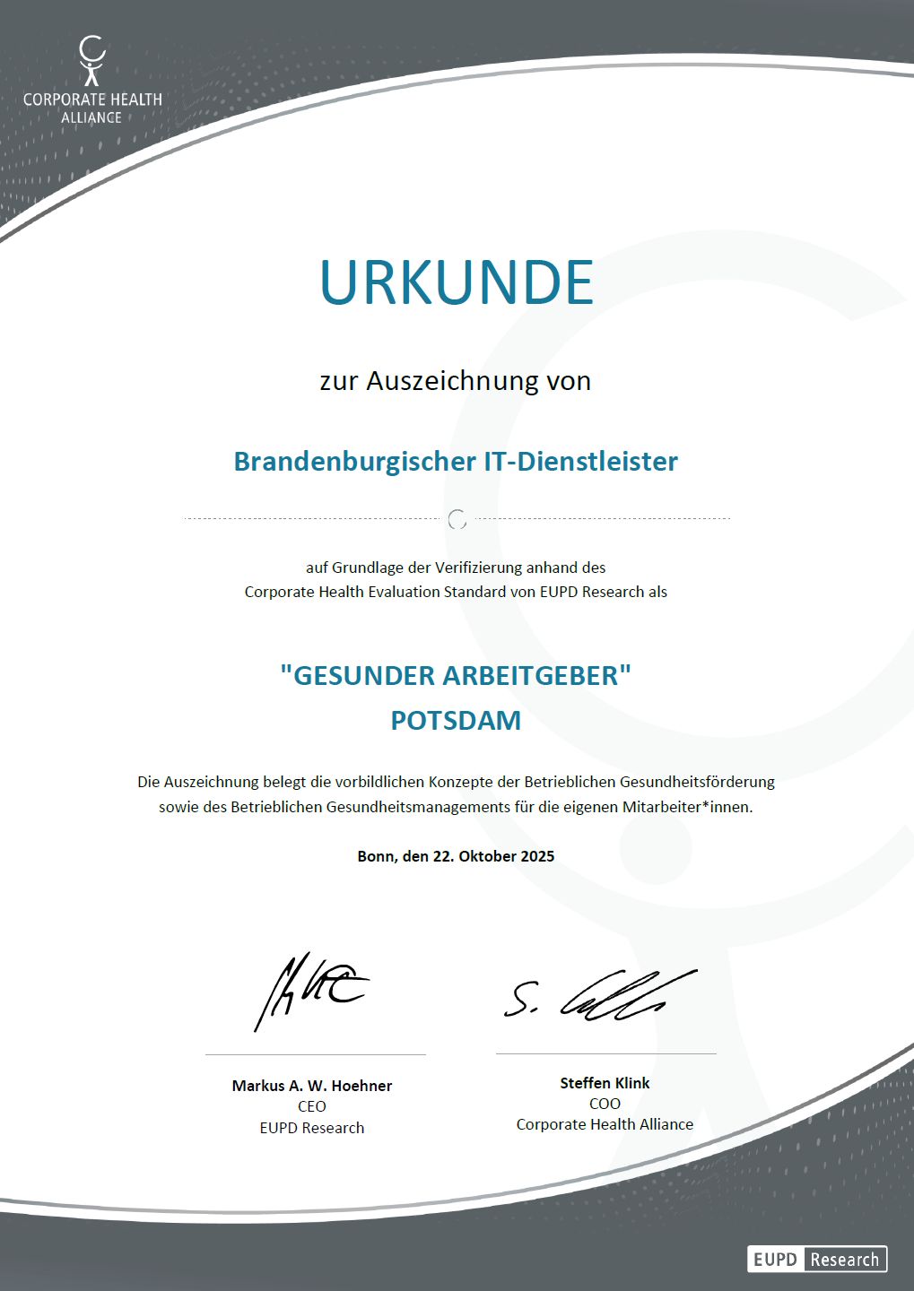 Bild-Datei mit Urkunde "Gesunder Arbeitgeber" 